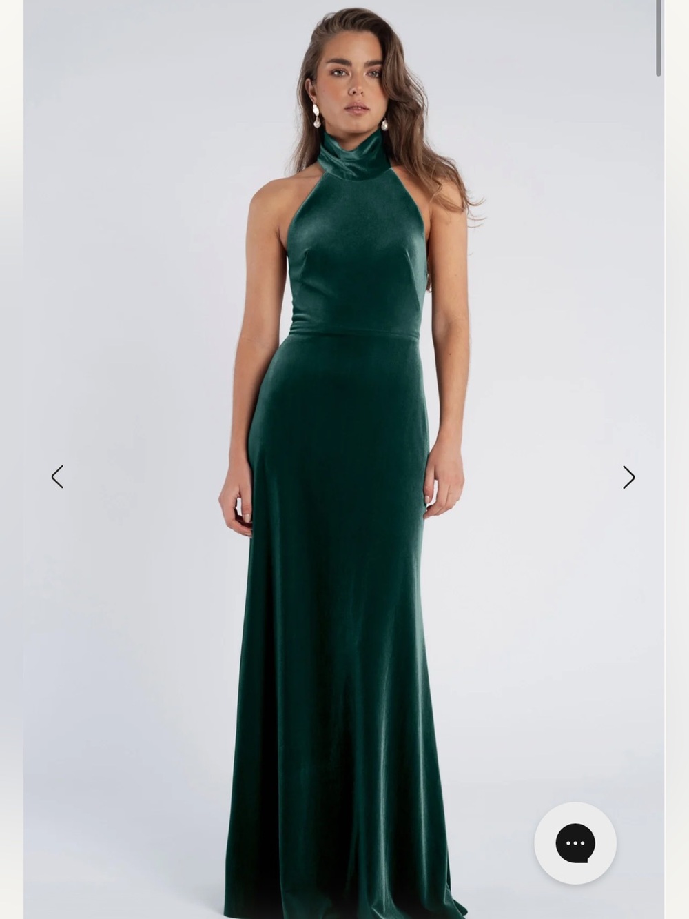 Jenny Yoo Emerald Halter Velvet Evening Gown